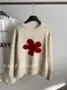 Suéter de Punto Grueso Redondo con Bloques de Color Florales Grandes Estilo Coreano para Mujer, Suéter de Punto Holgado Juvenil y Elegante, de Moda Principios de Primavera 2026