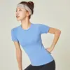 Yuebin Verano Cuello Redondo Holgado Estilo Deportivo Adelgazante Top de Yoga para Mujer Transpirable Versátil Camiseta Deportiva