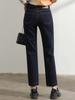 Nuevos Jeans para Mujer de Denim con Bloques de Color, Elástico en Cuatro Direcciones, con Bolsillos, Bordado de Bloques de Color, Pantalones Cigarette Acortados Adelgazantes y que Realzan la Estatura