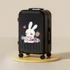 Maleta de 20 pulgadas con diseño de Conejo Blanco de Dibujos Animados, Cerradura de Combinación, Ruedas Giratorias Silenciosas, Set de Viaje, Linda y Adorable