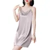 Vestido de Tirantes de Seda Primavera y Verano 2025 Nuevo Estilo Negro Encaje Interior Falda Básica Sexy Ropa Exterior Largo Medio