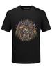 Camiseta de algodón mercerizado con cabeza de león para hombre, de manga corta, con diamantes de imitación, moderna, informal, de talla grande, ajustada.