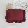 Bolsa de maquillaje con volantes estilo Ins, bolso de mano simple y elegante, bolsa de almacenamiento impermeable de nailon de color liso de gran capacidad