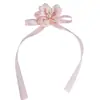 Pinza para el Cabello con Cinta de Flor Rosa Clip de Tela Hecho a Mano Accesorio Lolita Hanfu Adorno para el Cabello Dulce y Atmosférico