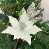 Flores Navideñas Simuladas con Bordes Dorados, Regalos de Navidad, Decoraciones para Árbol de Navidad, Adornos para Decoración del Hogar, Estampado Dorado