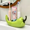 Estante creativo de cerámica con forma de chile para almacenar cepillos de dientes, para lavabo y baño, estante para cepillos de dientes y pasta de dientes (venta al por mayor)