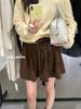 Liquidación, Sin Devoluciones ni Cambios, Estilo Coreano Otoñal Casual Falda Corta Plisada de Pana con Cintura Elástica para Mujer