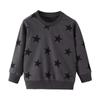Roupas infantis estilo europeu e americano com estampa de estrela, outono e inverno, algodão, suéter de manga longa, blusa de manga longa em moletom felpudo, roupas infantis