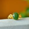 Anillo de jade hetiano con incrustaciones de cobre y jaspe natural para correr, anillo, joyería para mujer, suministro en vivo al por mayor