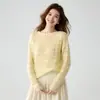 Cardigã de cashmere jacquard vazado estilo boho ombro a ombro 2026 outono novo malha fashion arejada para mulheres