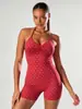 2026 Conjunto de Roupa Esportiva de Yoga Fitness com Top de Amarrar nas Costas e Shorts Levanta Bumbum com Bolinhas Europeu e Americano Novo Popular para Mulheres