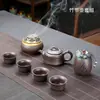Conjunto de Chá de Viagem Zisha Kung Fu para Exterior Portátil Fogareiro de Incenso Sandália Copo Expresso Um Bule Quatro Copos Cerimônia de Abertura