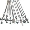 Ch Croix Star Flame Cross Vintage Pingente Colar Moda Tendência Casal Internet Celebridade Alfabeto Cadeia
