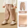 Pantalones infantiles JQ Jingqi, nueva colección de otoño, forrados de felpa, pantalones casuales de pierna cónica, unisex, pantalones largos para bebé y niños