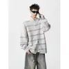 Outono e Inverno Novo Cardigan de Luxo Acessível Jaqueta de Tricô Cor Contrastante Retrô Casual Solto Estilo Preguiçoso Tricô de Alta Qualidade para Homens