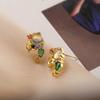 Brincos Aogu Moda Europeia e Americana Exquisitos Banhados a Ouro 18K Zircônia Princesa de Conto de Fadas para Mulheres Nicho Doces Personalizados