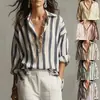 Camisa Texturizada de Manga Longa com Ombros Caídos, Listrada, Corte Solto, Vintage Lavado, Nova Coleção Outono 2026 Europeia e Americana