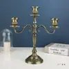 Portavelas Estilo Europeo para Sala de Estar en Casa, Lujo Ligero Tres Cabezas Creativo Boda Cinco Retro Romántico Portavelas Decoración para Cena a la Luz de Velas
