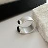 Anillo de Plata Esterlina S925 Estilo Coreano Nicho Sentido del Diseño Mate Retro Ónix Negro Anillo Simple Estilo Coreano Estilo Coreano