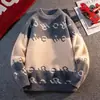 Outono e Inverno Mais Vendido Estilo Jovem Não Forma Bolinhas Jacquard de Pelo Sintético Gola Meia-Alta Suéter Tricô Masculino