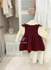 Vestido Menina Bebê Pera de Cana Vestido Princesa Bebê Vestido Suéter de Tricô Infantil Vestido de Menina Vestido de Ano Novo Bebê
