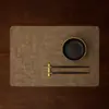 Manteles Individuales de Mesa de Comedor de Cuero Estilo Chino, Impermeables y a Prueba de Aceite, Manteles Aislantes del Calor, Manteles Individuales de Comedor Estilo Occidental de Gama Alta, Posavasos, Manteles para Tazones Anti-quemaduras