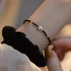 Pulsera de amor con forma de estrella y lazo de espinela negra de colores, estilo de lujo ligero, pulsera de perlas de agua dulce para mujer