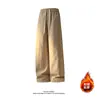Invierno 2025 Nuevo Pantalón Casual Grueso con Forro de Borrego para Hombre Pantalones de Algodón Holgados Cálidos de Pierna Recta Hombres