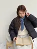 [Geming] Chaqueta de plumón cuadrada corta de cuello redondo para ir al trabajo coreana para mujer de invierno de color puro tipo pan N958C