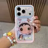 Soporte de jade con cara redonda floral se transforma instantáneamente en una funda transparente de cielo estrellado de dopamina adecuada para iPhone 16 y Apple 17 Pro Max