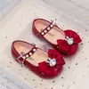 Zapatos de Princesa para Niñas 2026 Primavera y Otoño Estilo Nuevo Pedrería Perla Moño Zapatos Planos Piel Poco Profundos Suela Suave Zapatos de Baile
