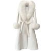 Casaco de Lã de Comprimento Médio Elegante Estilo Coreano Inverno Novo Roupa Feminina Casaco com Gola de Lã Imitação Raposa