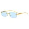 Gafas de Sol Cuadradas con Decoración de Leopardo Sin Borde Gafas de Sol Metálicas Retro con Cabeza de Leopardo de Colores para Hombres y Mujeres Gafas Transfronterizas