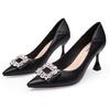Tacones Altos Mujer 2025 Otoño Nuevo Punta Fina Zapatos de Mujer Pedrería Elegante Diosa Versátil Moda Zapatos de Trabajo