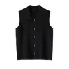 Versátil e Emagrecedor~ Cardigan de Tricô Sem Mangas 100% Caxemira Pura Consinee para Mulheres, Colete Camada com Gola Polo