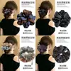 Scrunchie floral multicamadas estilo coreano, elástico de cabelo de alta qualidade, corda para coque estilo preguiçoso, acessório de cabelo elástico