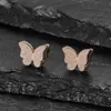 Brincos de Aço Inoxidável com Design Francês de Nicho, Camada Dupla Fosca, Borboleta, para Mulheres, Brincos Simples de Piercing de Insetos