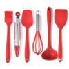 Mini utensilios de cocina de silicona de 6 piezas, utensilios de cocina de una sola pieza, juego de pinzas para alimentos, para hornear pasteles y batir huevos