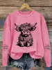 [Código Europeo Transfronterizo] Sudadera de Vaca de las Tierras Altas de Lune Western Crewneck