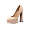 Sapatos de Plataforma com Salto Ultra-Alto de 14cm para Mulheres 2026 Comércio Exterior Bico Fino Boca Rasa Impermeáveis Sapatos de Plataforma para Mulheres Baixas Saltos Altíssimos Sapatos de Couro Genuíno