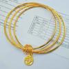 Pulsera de Oro de Arena Vietnamita Marca Sansheng Sanshi Fu Campana Feliz de Dos Mundos Pulsera de Tres Círculos Más Fácil de Combinar Pulsera de Círculo Delgado Precio de Mayoreo