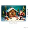 Tela de fondo navideño en stock, lista para enviar, con impresiones de alta definición de Papá Noel, muñecos de nieve y renos, perfecta para decoraciones navideñas