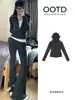Conjunto de chaqueta deportiva de principios de otoño para mujer, atuendo moderno estilo coreano, único y súper elegante, sensación de alta calidad, top ajustado para otoño e invierno