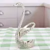Conjunto de colher de café europeia e garfo de frutas com suporte de cisne criativo e fofo, garfo de bolo de metal seguro para uso doméstico, utensílios de mesa