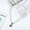 Collar de perlas hecho a mano, sencillo, transfronterizo europeo y americano, para mujer, temperamento corto, colgante de amor, cadena de clavícula, venta al por mayor