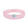 Pulsera Envolvente Doble Círculo de Cristal Rosa y Aguamarina, Pulsera de Cristal Rosa Transparente para Niñas, Estilo Versátil y Suave para el Uso Diario