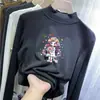 Camisa Base Feminina de Veludo Manga Longa Outono e Inverno Nova Infantil Meia-Gola Quente e Estilosa Camiseta Interna Dupla Face