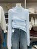 Suéter de Punto Grueso Versátil de Color Puro Nuevo Otoño e Invierno 2025 Dongdaemun Corea del Sur Camisa Base de Cuello Alto Top para Mujer