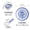 Loja de Sobremesas Cantonês Tigela Doce Tigela de Porcelana Azul e Branca Tigela Cerâmica para Leite Dupla Camada Comercial Tigela Colisão de Leite com Gengibre Conjunto de Três Peças