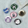 Broche da Série Gato Cartoon Criativo Fofo Fofo Fofo Formato de Gato Redondo Emblema de Metal Personalizado Acessórios Transfronteiriços